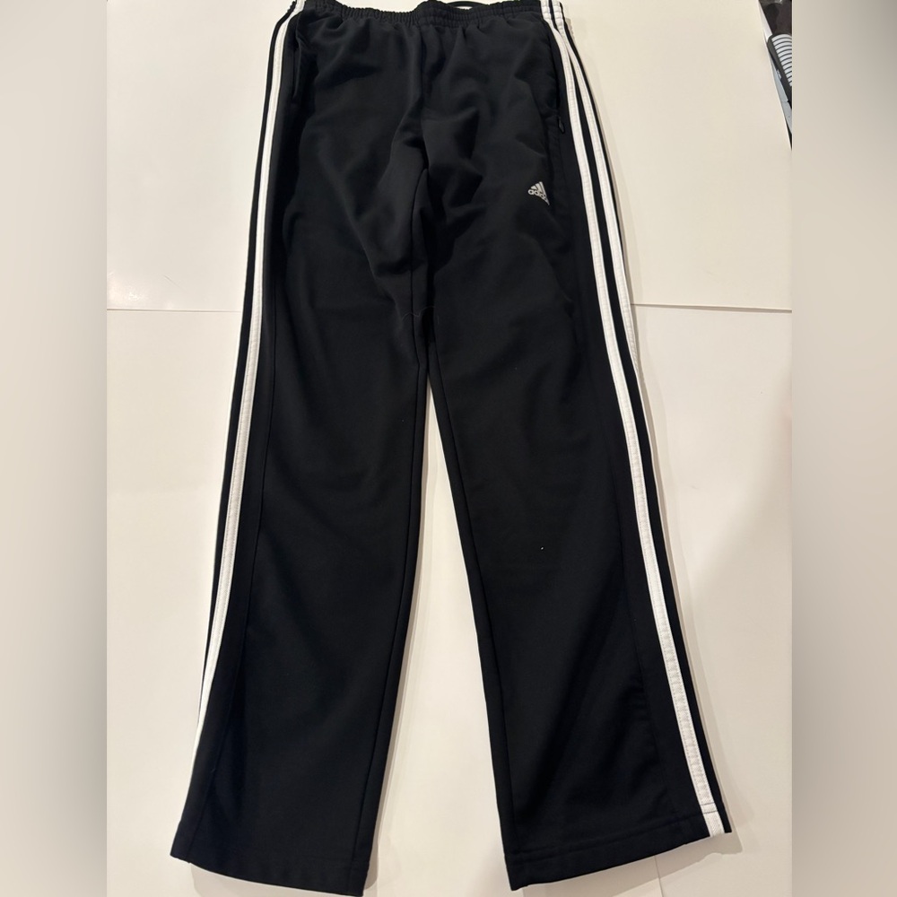 Adidas Kids Black Joggers with White Stripes